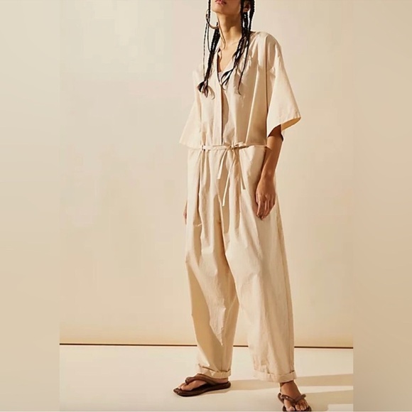 Free People Beige Relaxed Fit Jumpsuit - Picture 2 of 11